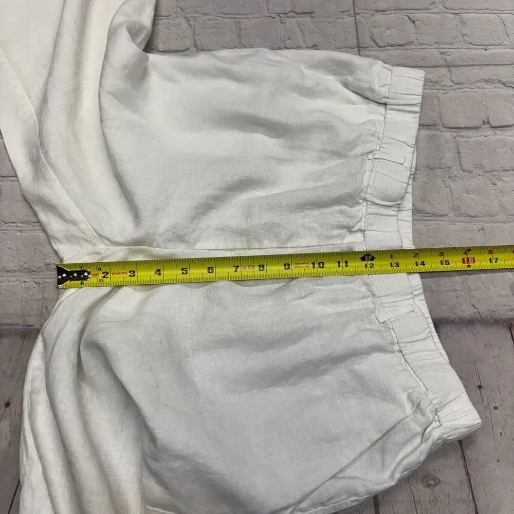 Quince Women 100% European Linen Pants Size Large White SP25 C134 -30